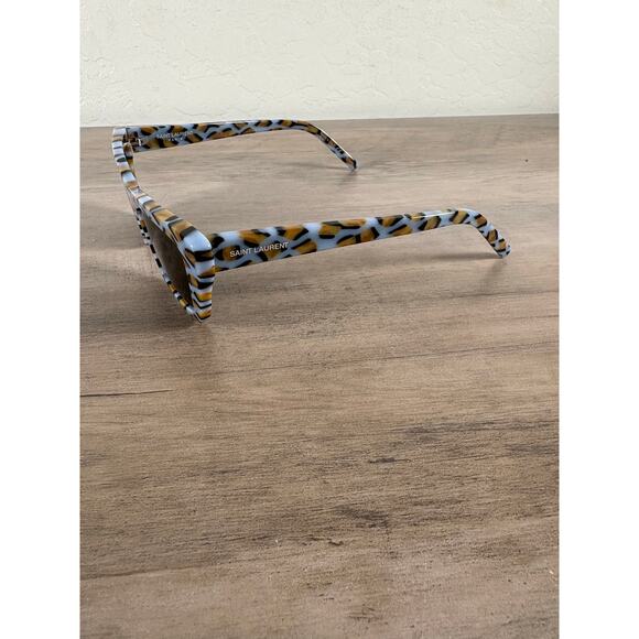 SAINT LAURENT 53MM Cat-Eye Sunglasses Blue Brown Gold- Case- Cloth- NEW - Picture 5 of 9